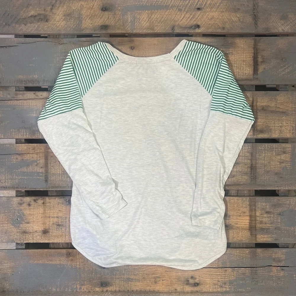 EUC [Southern Grace] Green Striped Funny Santa Holiday Christmas Tee | Small - Picture 4 of 13